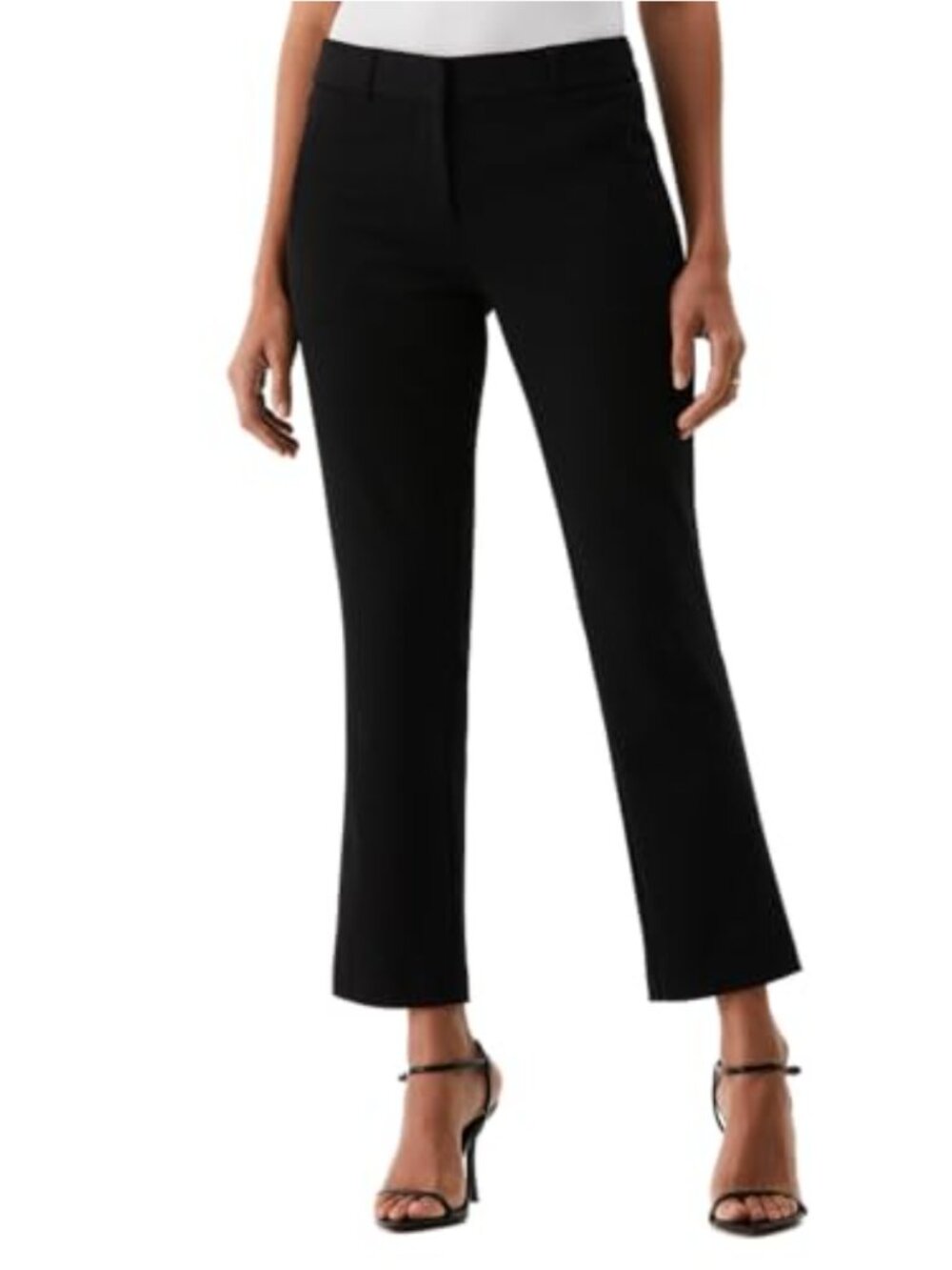 Petite Straight Leg Ankle Dress Pants Slimming Panel Flat Front